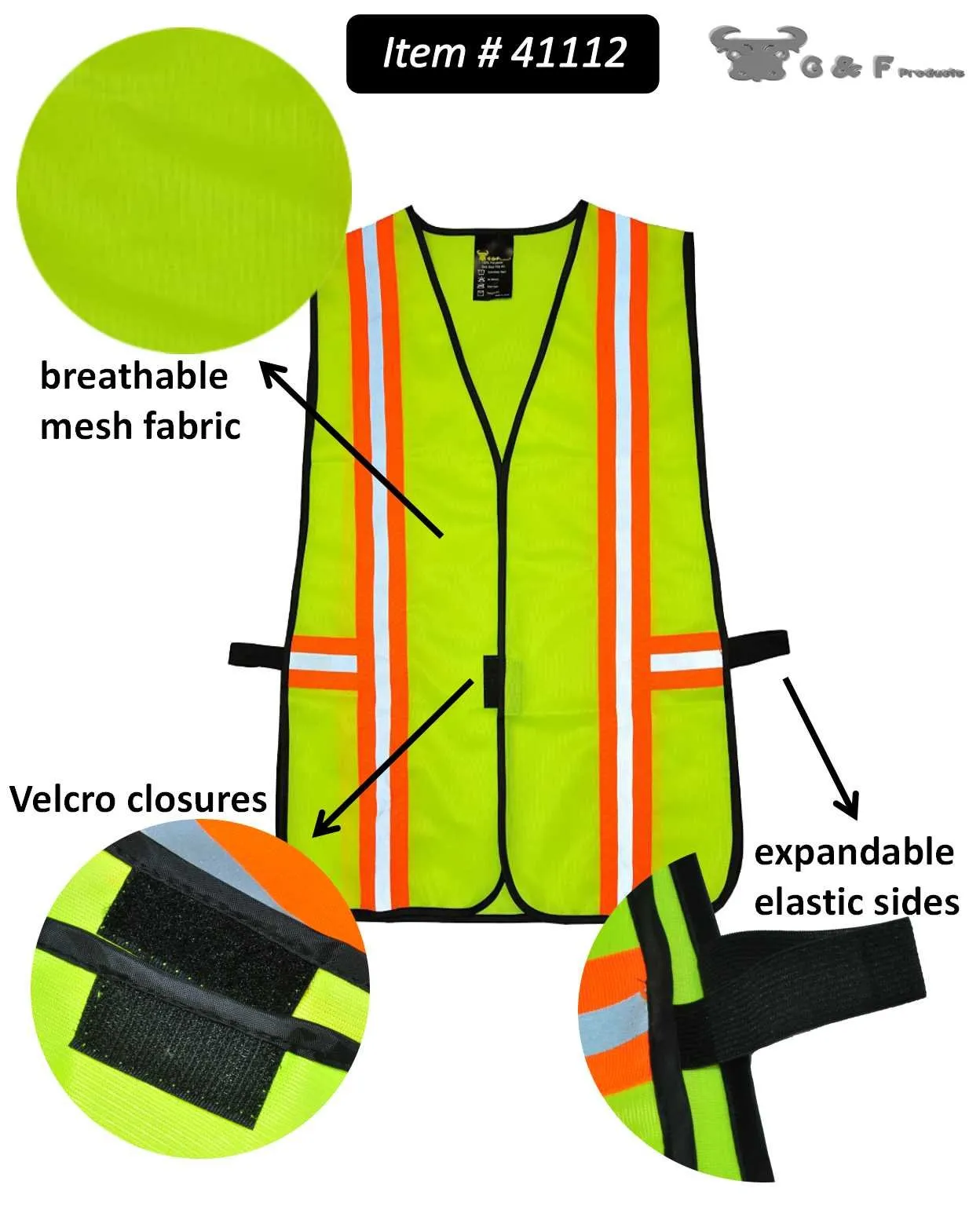 3ml 41112 safety vest with reflective strips poly meets ansi/isea standards one size neon lime green fits all