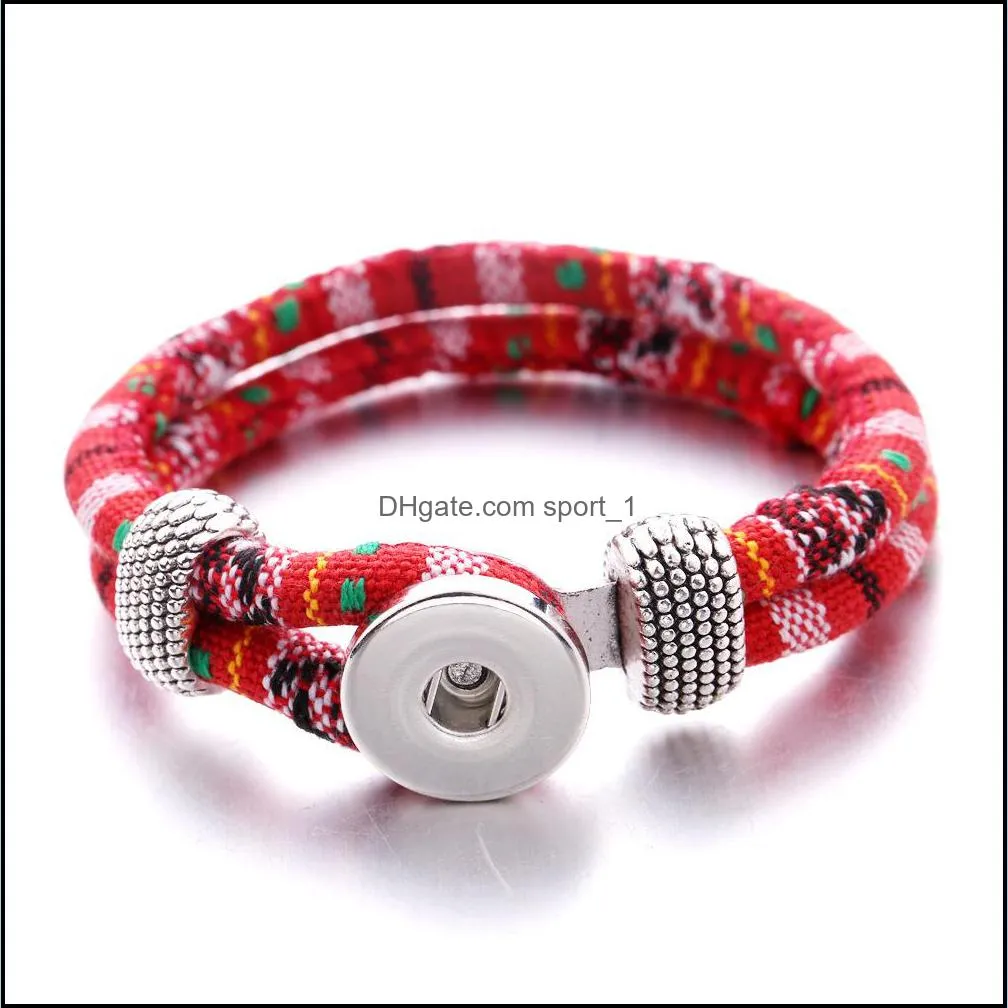 colorful ethnic style woven rope bracelet fit 18mm snap button charms bracelet jewelry for women men