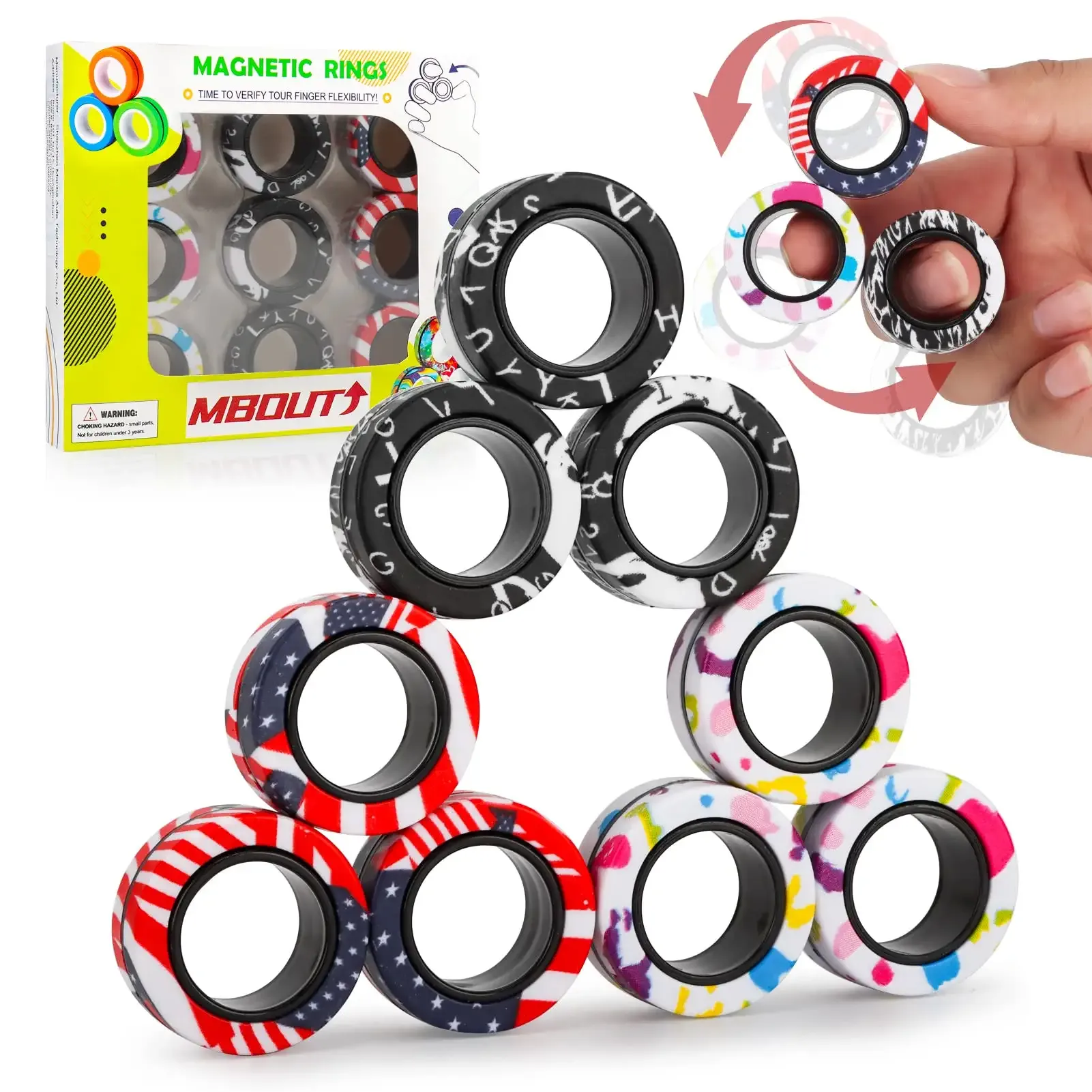 magnetic rings fidget toy set idea adhd anxiety decompression magnetic fidget toys adult fidget spinner rings for relief finger fidget toys gifts for 8 9 10 11 12 13add year old boy girl teen