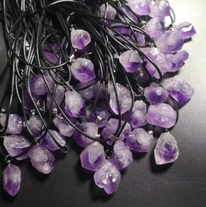 natural crystal pendant amethyst rough stone necklace wholesale