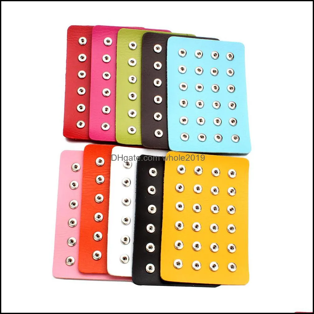 pu leather 18mm 12mm snap button display for 24pcs snaps storage jewelry soft displays holder