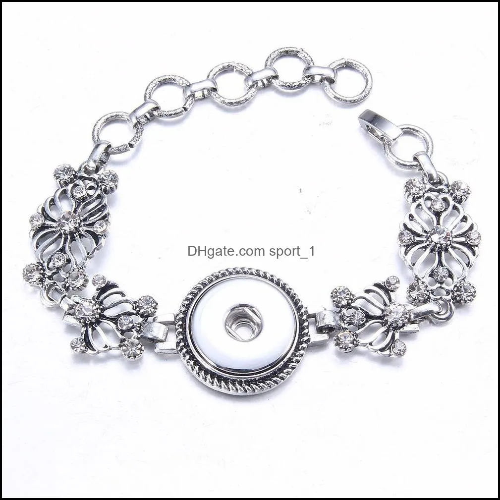 silver alloy link chain bangle noosa snap button charms bracelet fit 18mm snaps buttons jewelry for women men s48