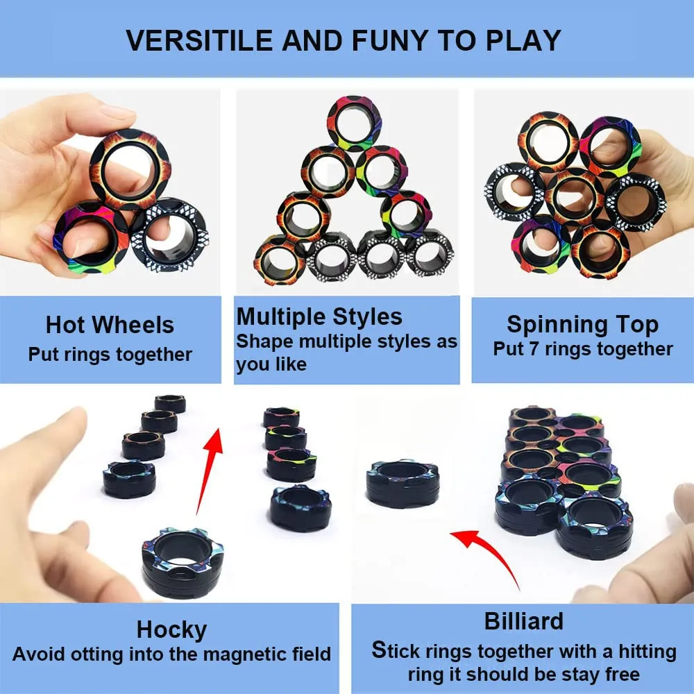 finger magnetic ring fidget toys colorful finger rings toy great for training relieves reducer autism anxiety color2