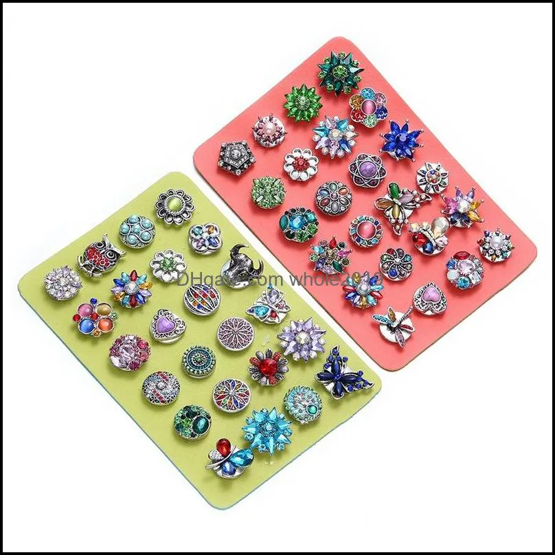 12mm 18mm snap button bead holder tray jewelry display strand package colorful pu leather storage noosa sh002