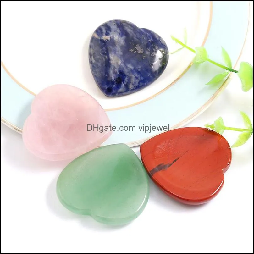 40x8mm natural thumb stone worry massage palm hand crystal heart shape gemstone gua sha stone tool healing beauty diy decor gift