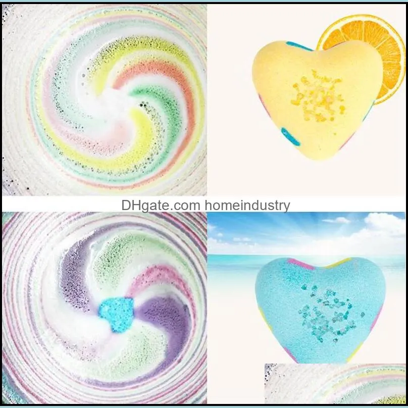 Big Size 130g/pcs New Heart Shape Rainbow Sea Salt Ball Bath Bombs Home SPA Bath Bomb Wholesale for Exfoliating Moisturize Dry Skin