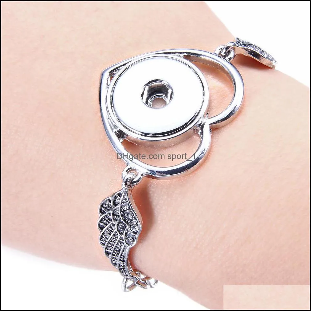 silver alloy link chain bangle noosa snap button charms bracelet fit 18mm snaps buttons jewelry for women men s48