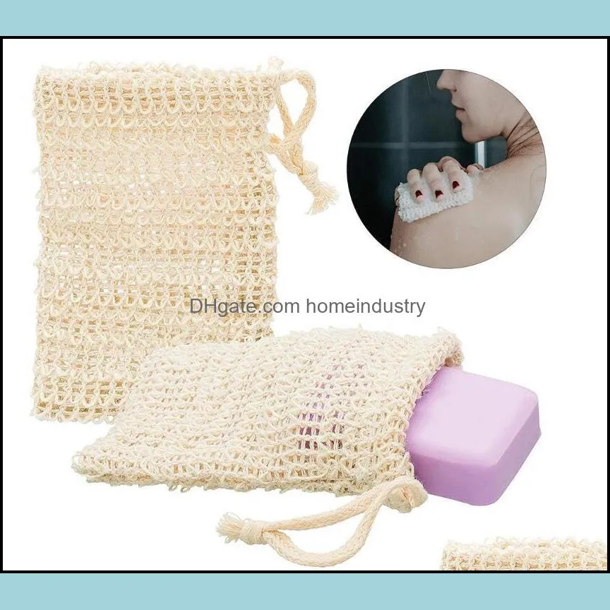 Natural Exfoliating Mesh Soap Saver Scrubbers Sisal Soaps Savers Bag Pouch Holder For Shower Bath Foaming And Drying