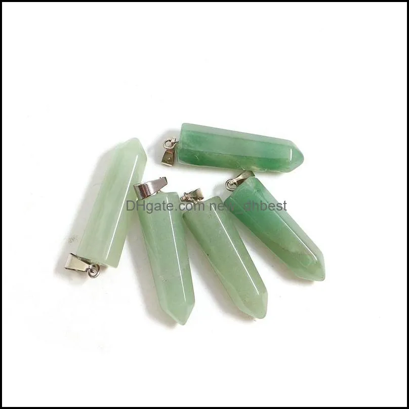 natural crystal stone pillar pendants hexagonal necklace amthyst charms beads for jewelry making earring gemstone