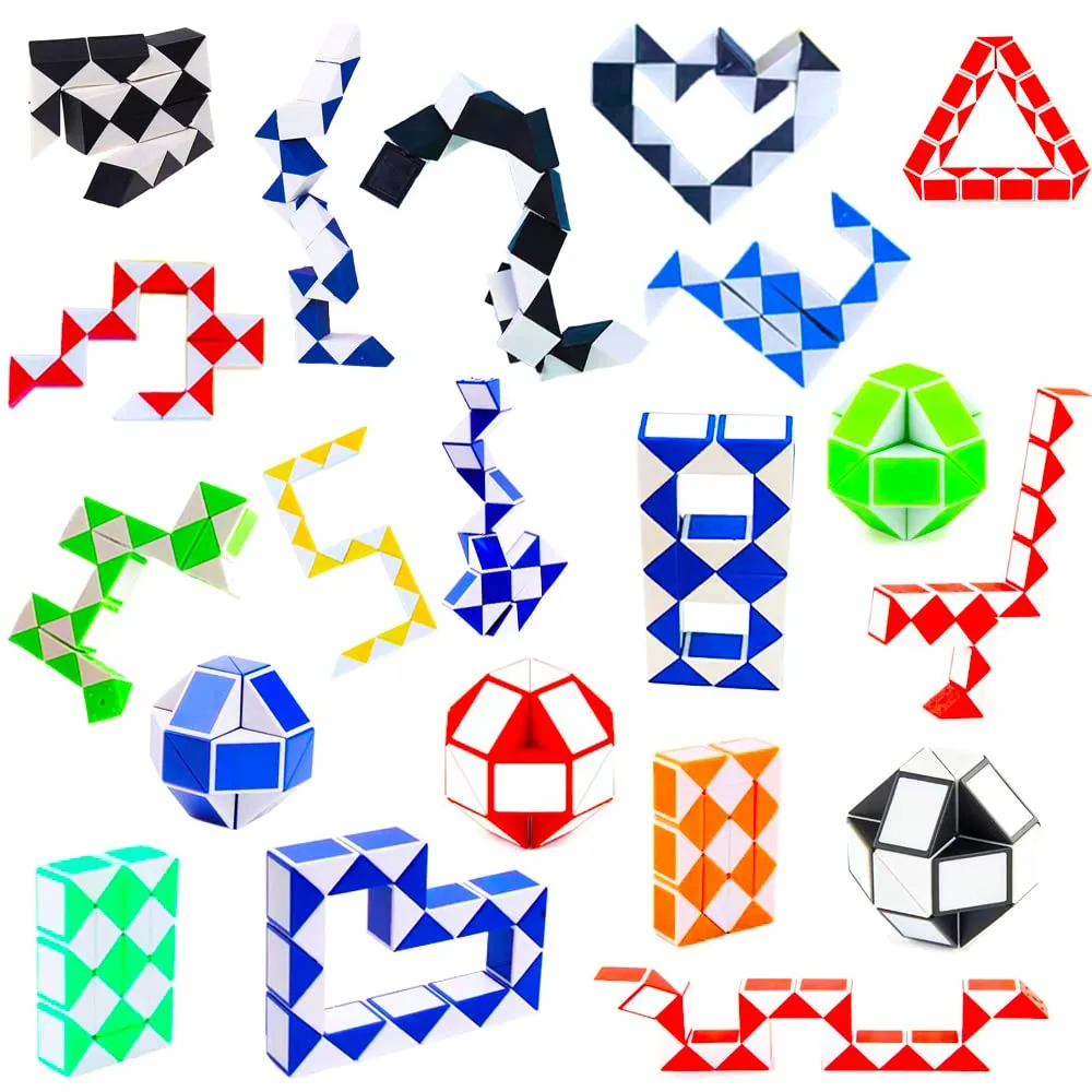 24 blocks party favors medium magic snake cube fidget toy snake cube twist puzzle magic speed cubes toy for kids party bag fillers party supplies classroom rewards and more