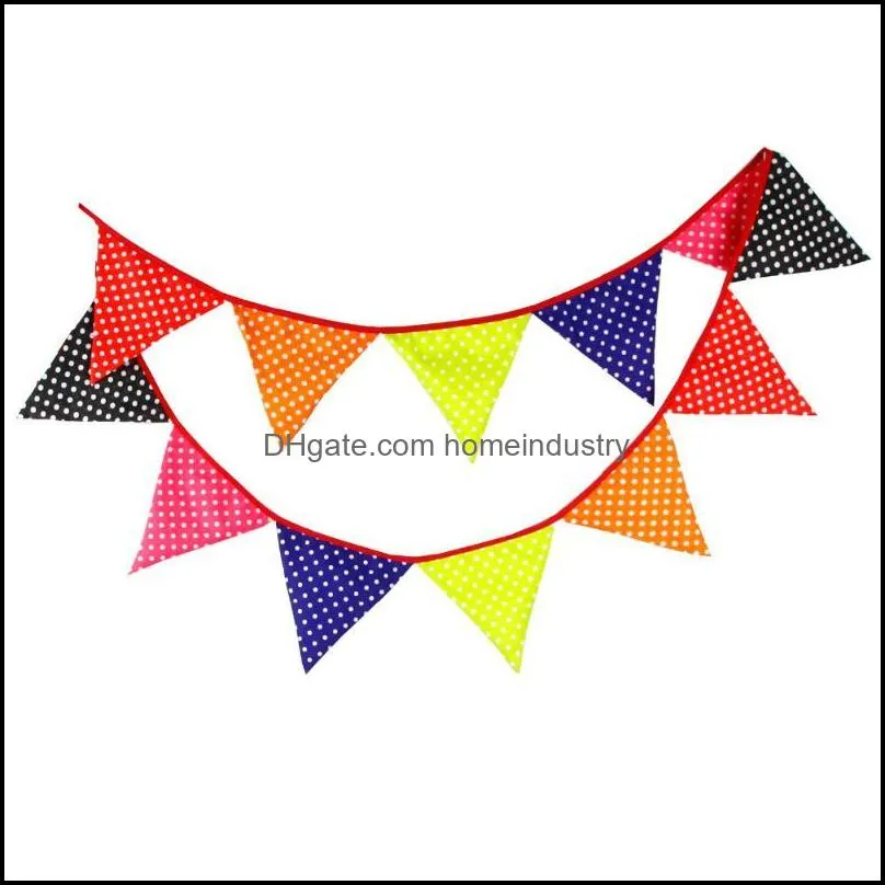 Party Decoration 3.2M RAINBOW Print Fabric Bunting Flags Wedding Banner Home Baby Shower Garland