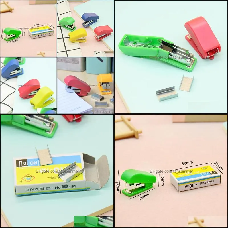 Printers Mini Stapler Set Portable Small Gift Children Students Cute Stationery Contains A Box Of Staples (Random Colors)