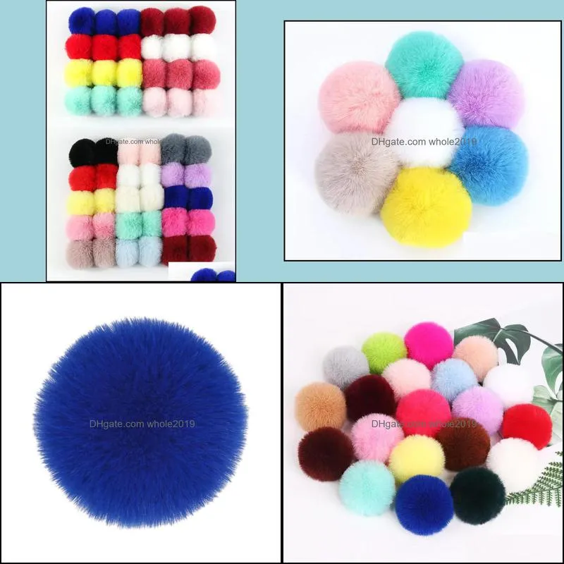 8cm faux rabbit fur ball pom poms fluffy pompom accessories diy for women kids winter hats skullies beanies knitted cap key ring