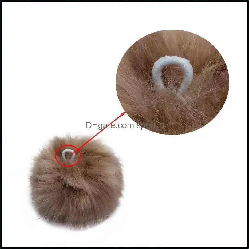 8cm trinket pompons keychains faux rabbit fur keychain fluffy key chains pom pom keyring pendant cone car hair ball bag accessories