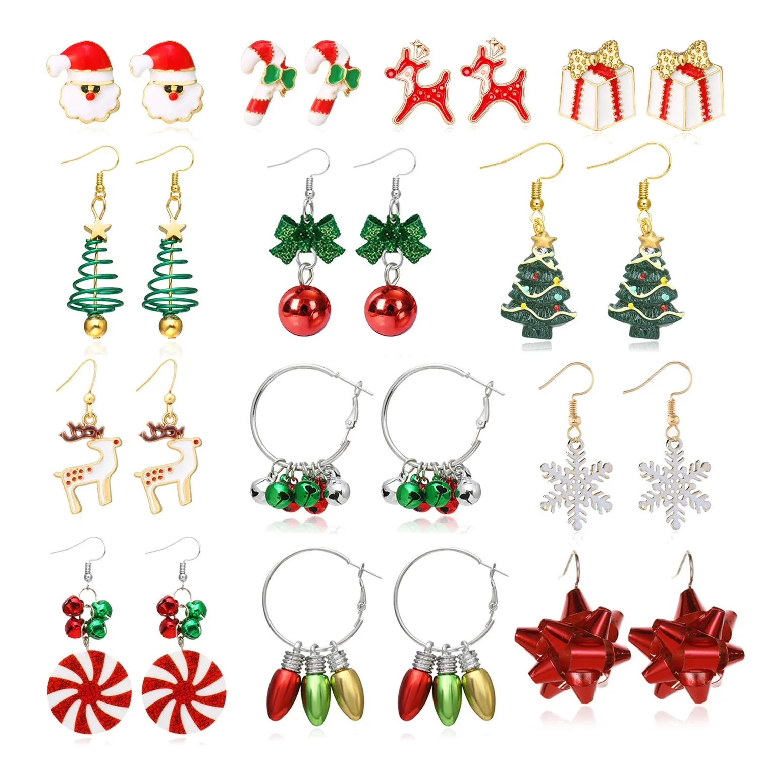 3ml christmas faux leather earrings plaid christmas tree santa claus lightweight faux leather teardrop earrings holiday earrings for women