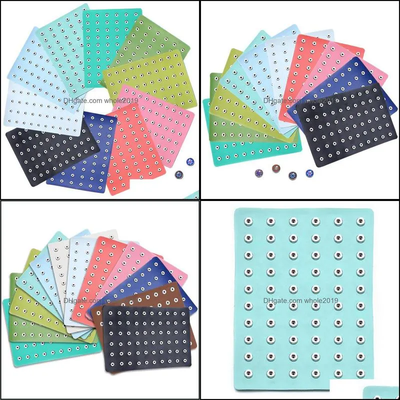 pu leather 18mm 12mm snap button display for 60pcs snaps storage jewelry soft displays holder
