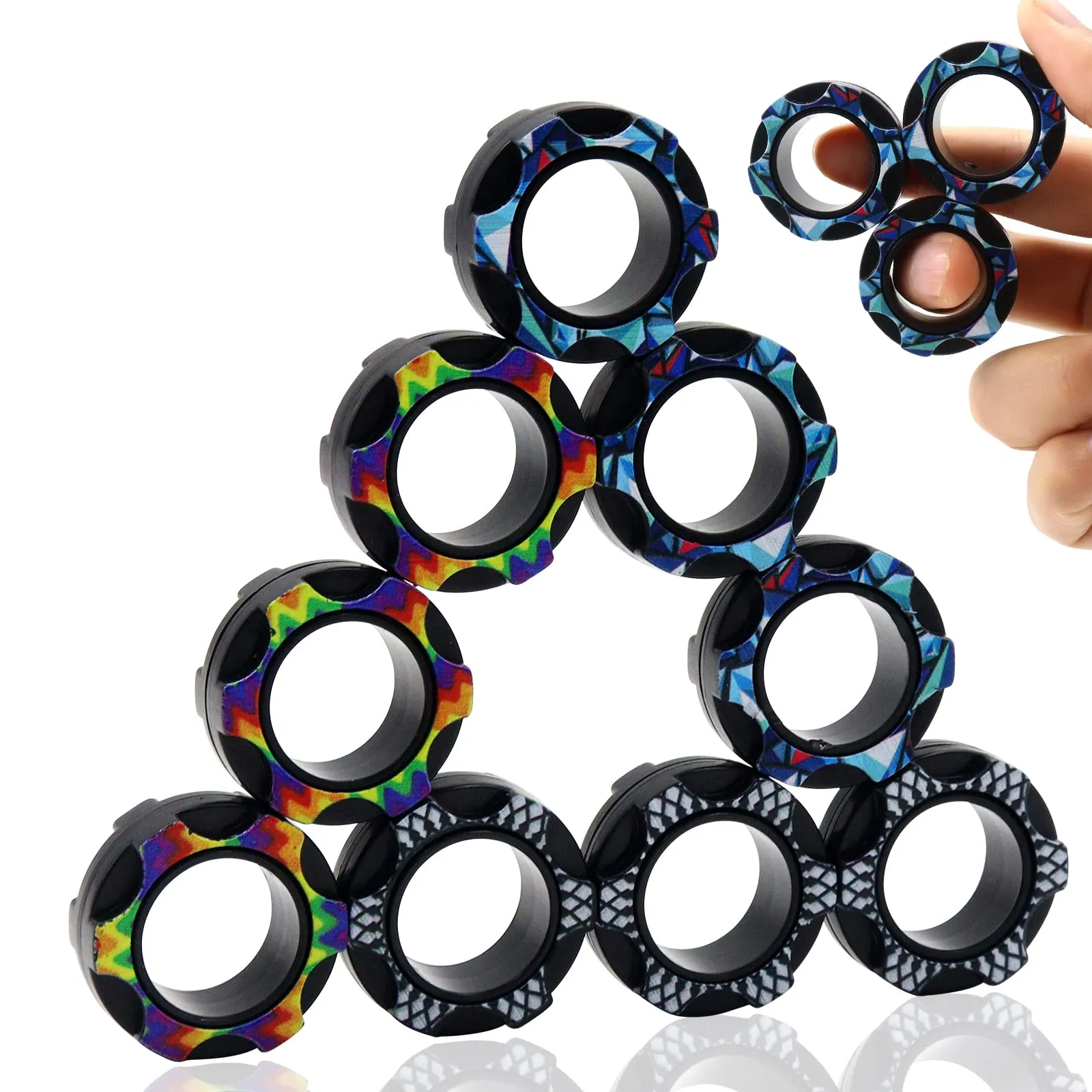 magnetic rings fidget toys pack idea adhd fidget toys adult fidget spinner rings for anxiety relief therapy great gift for adults teens kids 12 14 years old 