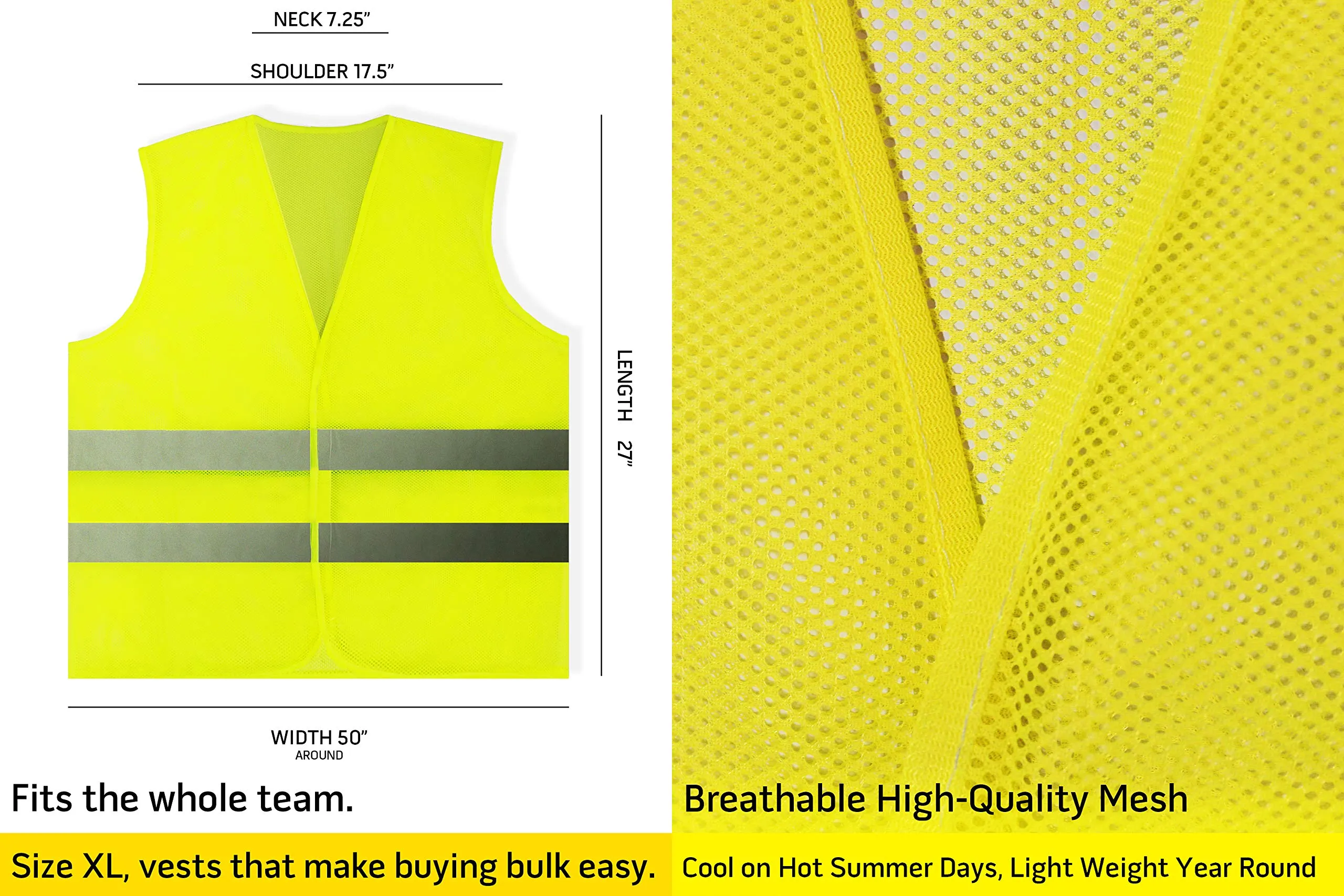 3ml safety vests yellow reflective high visibility hi vis silver strip men women work cycling runner surveyor volunteer crossing guard road construction neon mesh 10