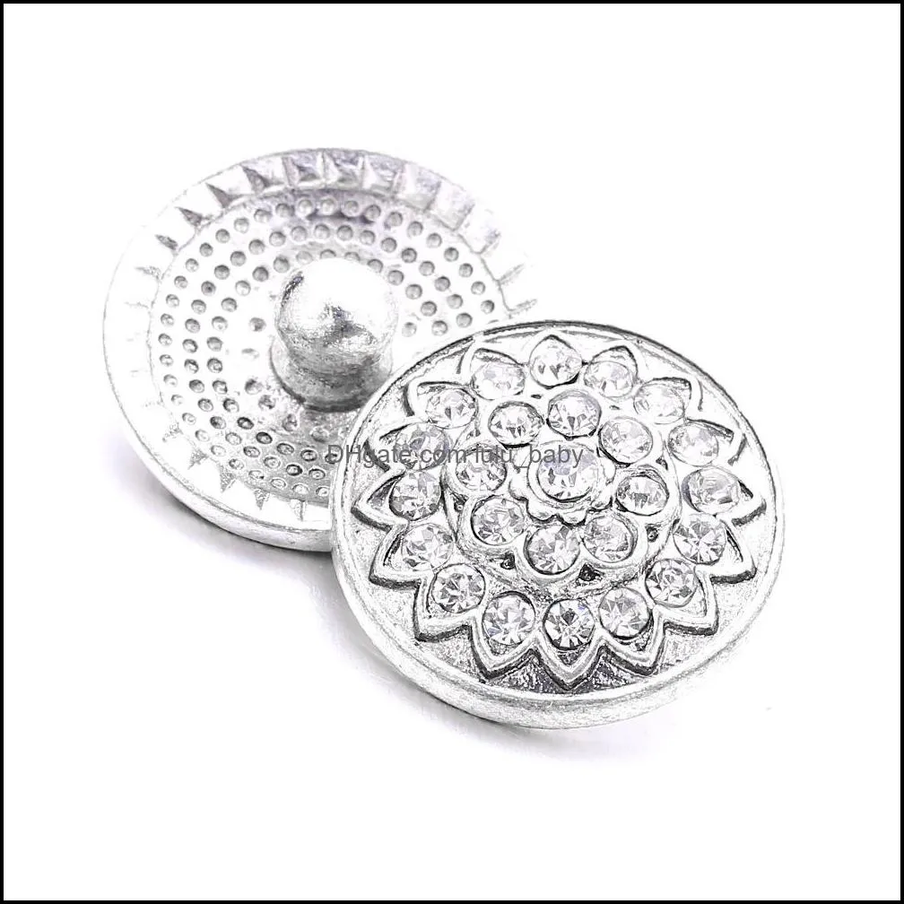 rhinestone filled snap button jewelry components 18mm metal sunflower snaps buttons fit bracelet bangle noosa b1214