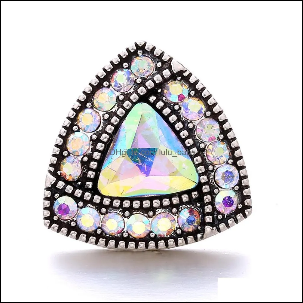 snap button jewelry component rhinestone triangle 18mm metal snaps buttons fit bracelet bangle noosa n394