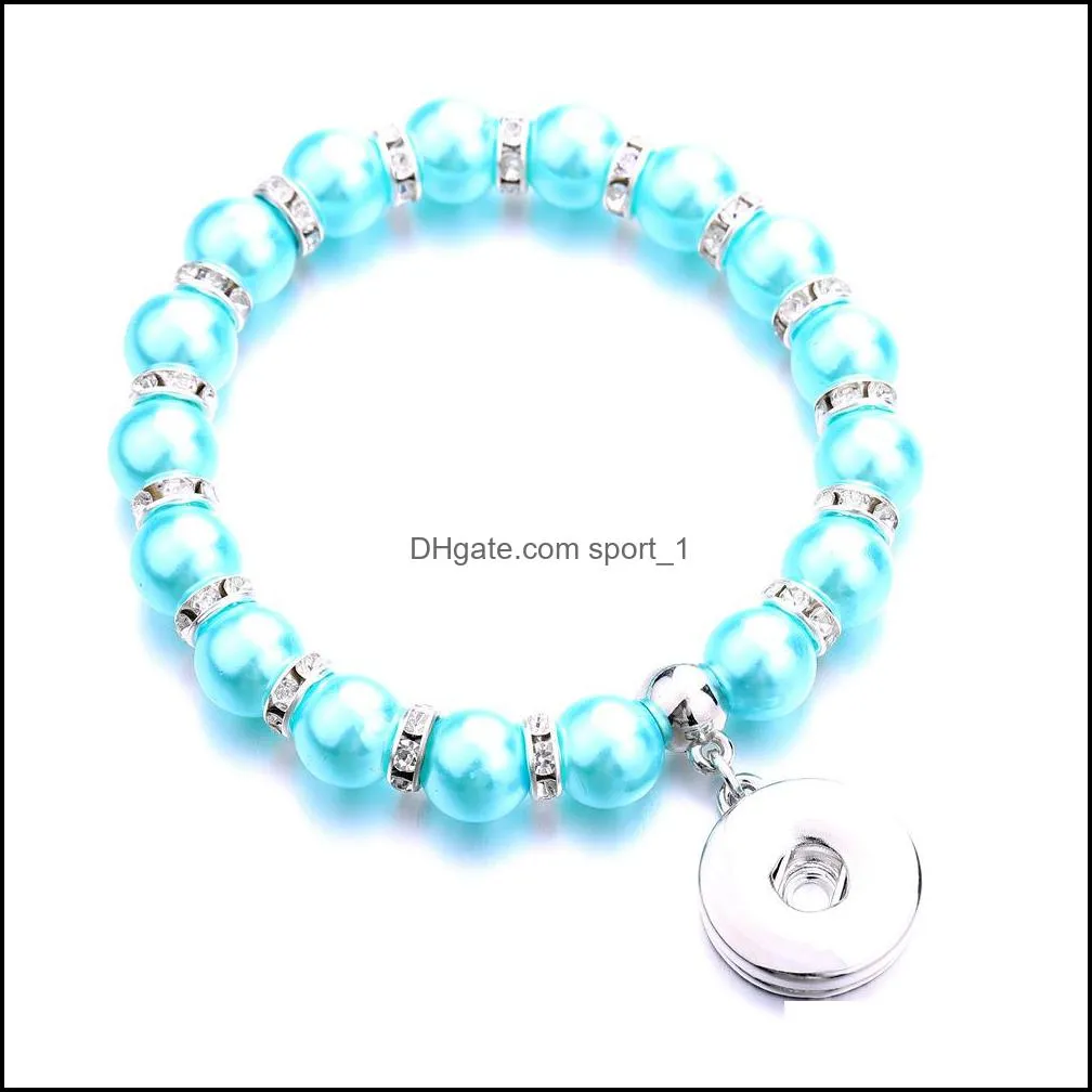 colorful style acrylic beads strand bracelet 18mm snap button charms bracelet jewelry for women men