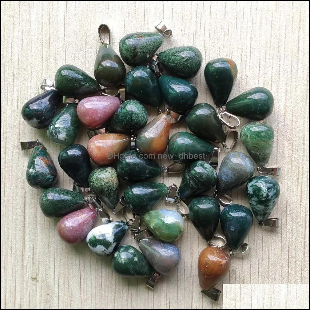 assorted mixed natural stone water drop pendants charms for necklaces jewelry making