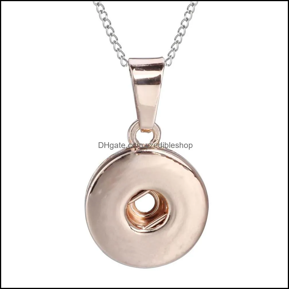 silver color/rose gold/black/gold 18mm snap button pendant necklace romantic fashion snaps jewelry nice gift