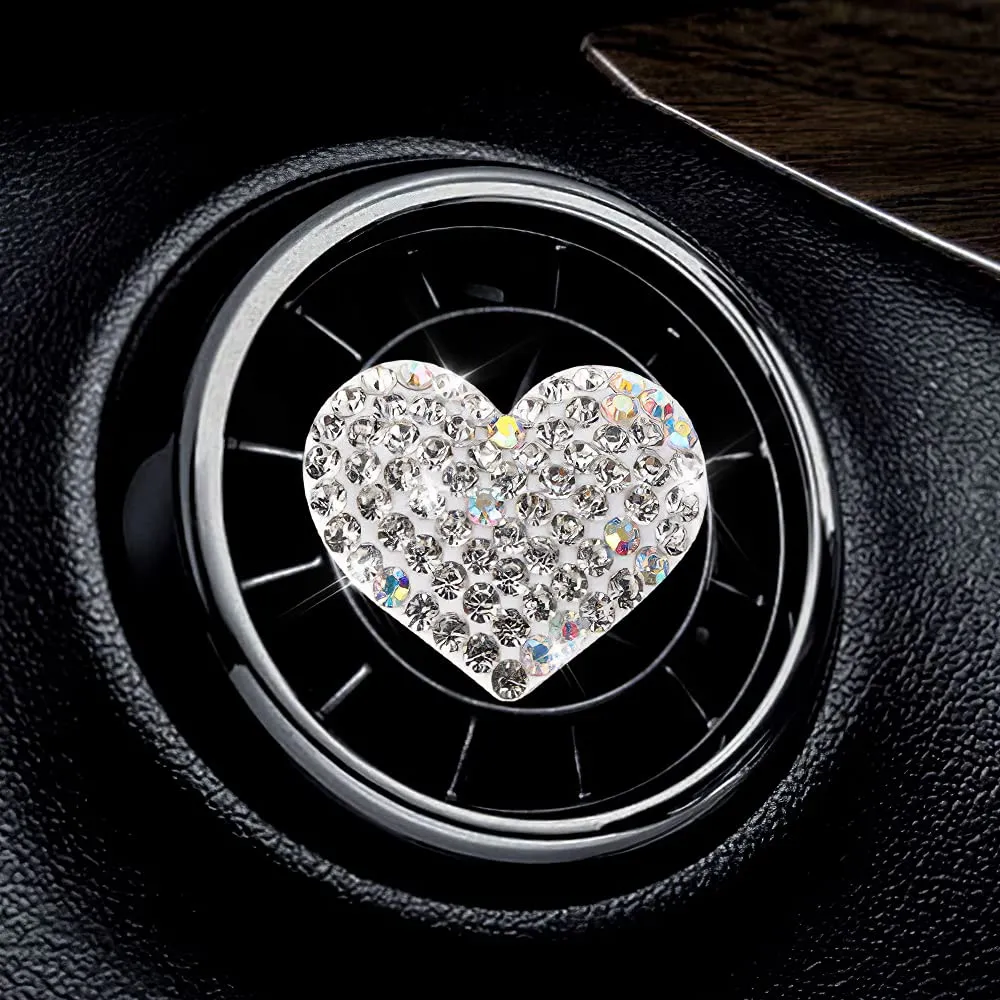 car air vent clip charms crystal car diffuser vent clip rhinestone oil diffuser vent clip car fresheners for women bling car accessories for women stylish practical bling heart