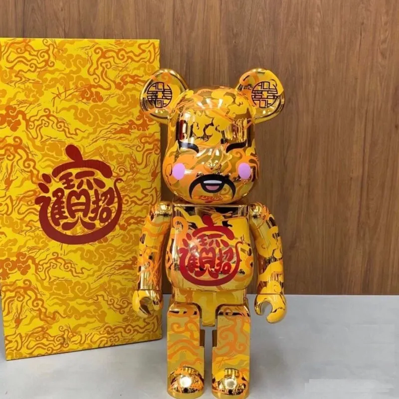 New Action & Toy Figures Bearbrick ACU Silver God of Wealth 400% Recruitment Wealth for Opening Color Box Joint Ring One Issued on Behalf Otherfts