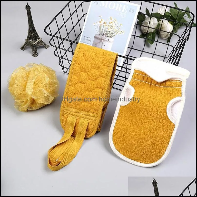 3pcs/set Body Cleaning Washcloth Soft Brush Home Hotel Bathroom Shower Ball Back Scrubber Set Exfoliating Skin Towel Bath Gloves