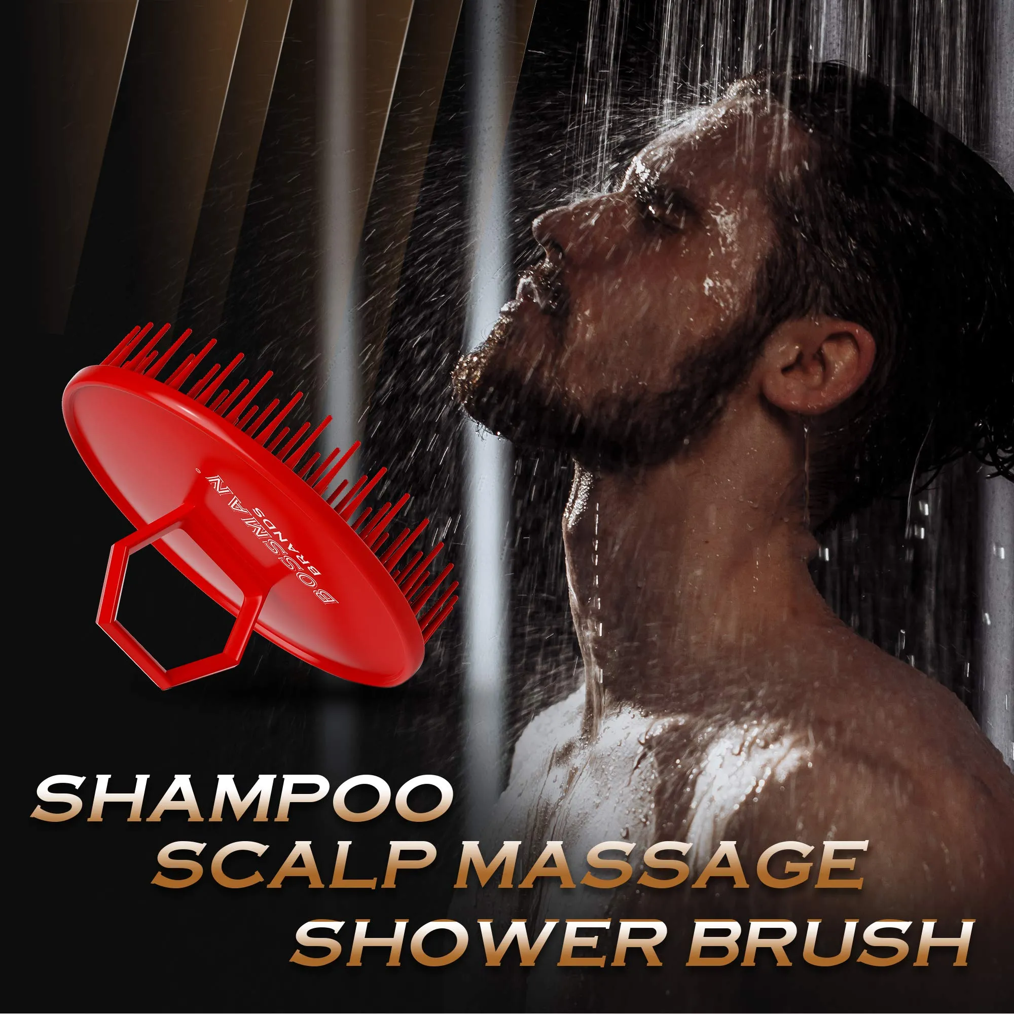 3ml scalp massager and shampoo shower brush head scrubber beard exfoliator hair and beard dandruff control red