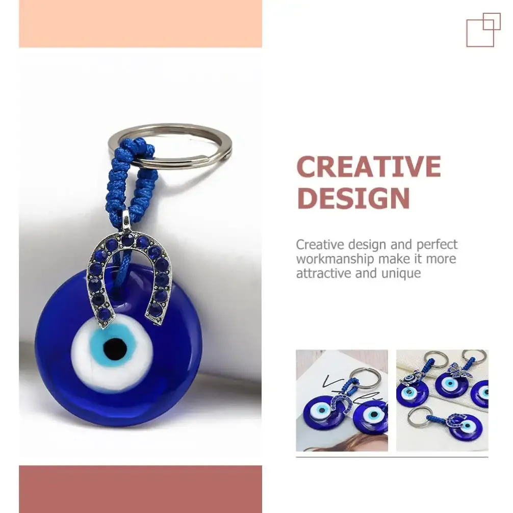 3ml turkish blue evil eye keychain charms good luck glass keychain lucky amulet protection car hanging ornament