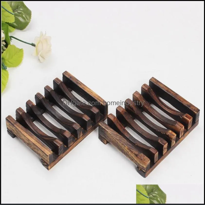 Natural Wooden Bamboo Soap Dish Tray Holder Storage Soap Rack Plate Box Container for Bath Shower New2021
