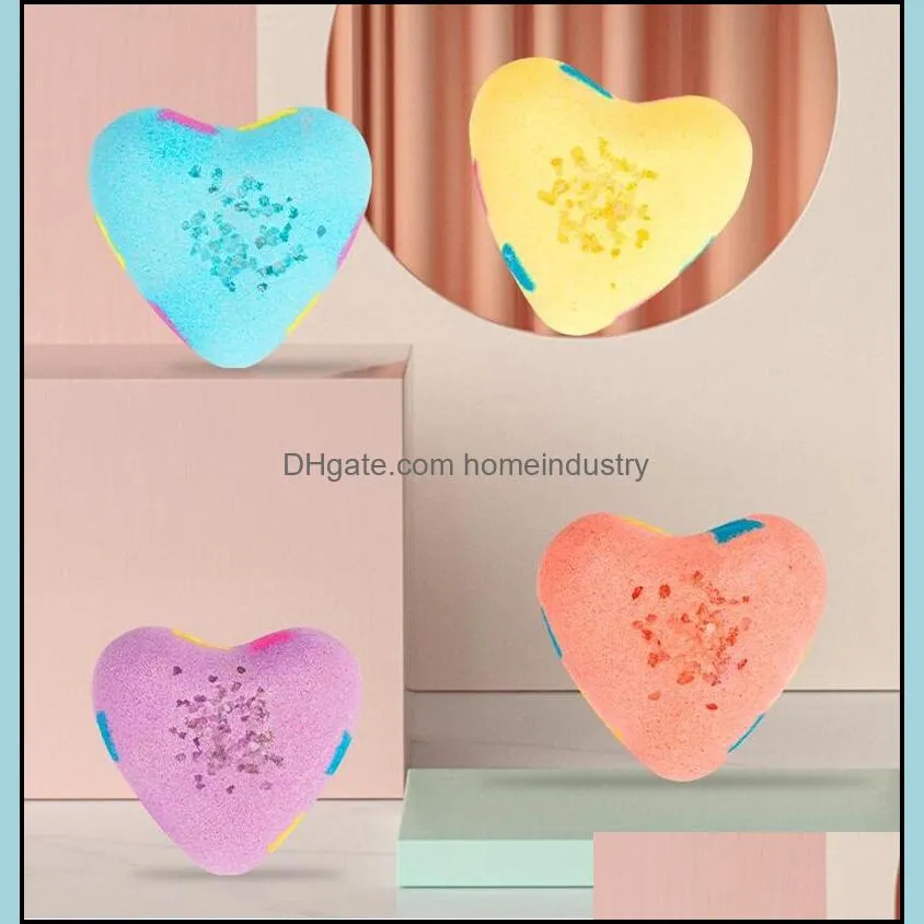 Big Size 130g/pcs New Heart Shape Rainbow Sea Salt Ball Bath Bombs Home SPA Bath Bomb Wholesale for Exfoliating Moisturize Dry Skin