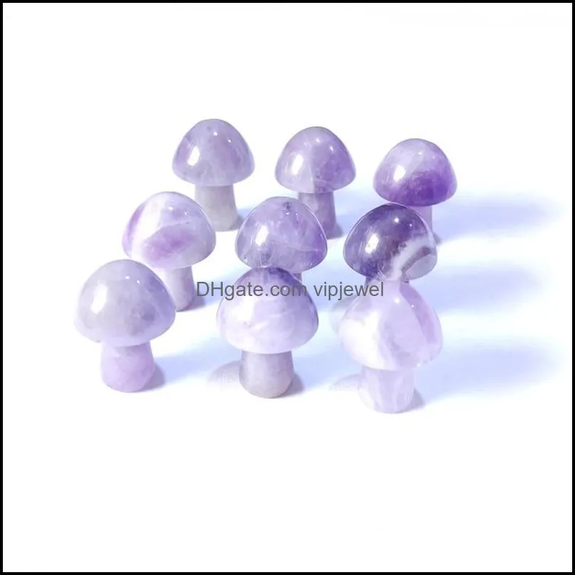 2cm amethyst carved mini mushroom stone crystal healing reiki mineral statue ornament home decor gift wholesale