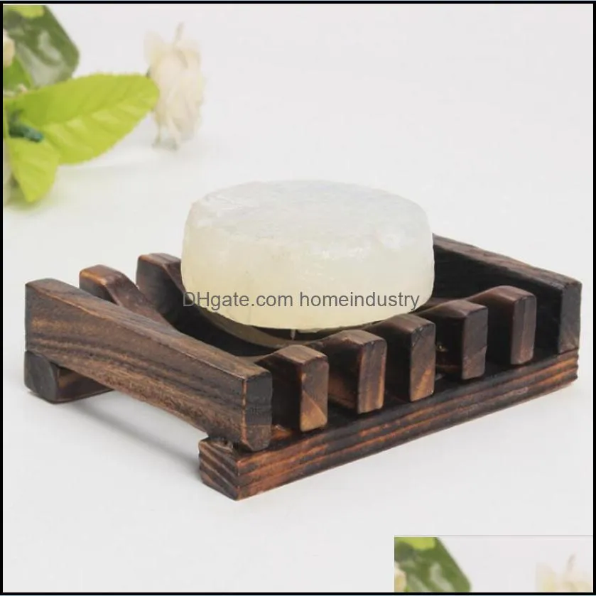 Natural Wooden Bamboo Soap Dish Tray Holder Storage Soap Rack Plate Box Container for Bath Shower Plate Bathroom POP2021