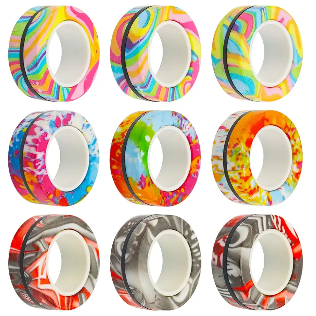 finger magnetic ring fidget toys colorful finger rings toy great for training relieves reducer autism anxiety 