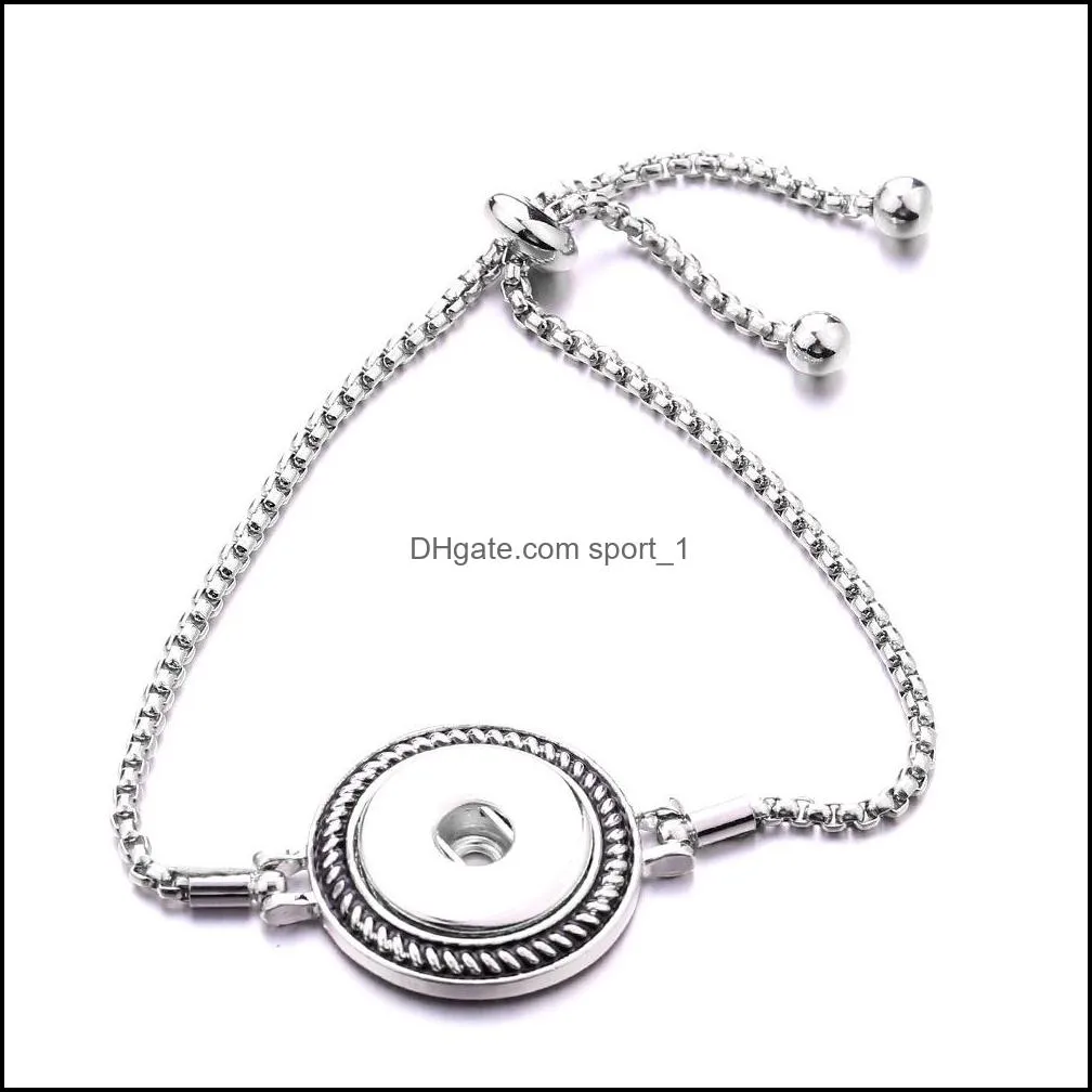 silver alloy noosa snap button charms slide bracelet fit 18mm snaps buttons jewelry for women men