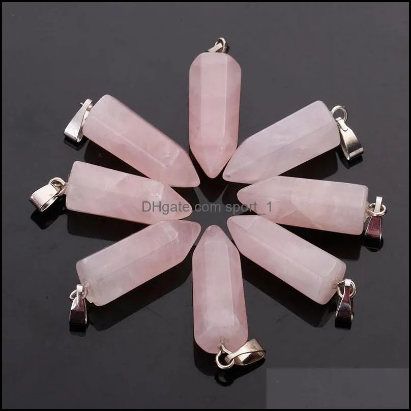 natural rose quartz stone crystal waterdrop heart pendant charm for women earring accessories jewelry making