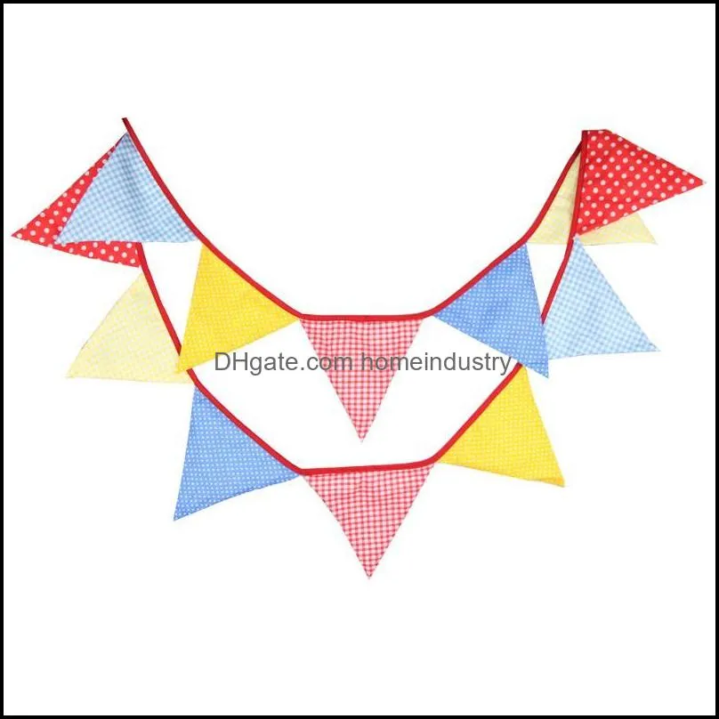 Party Decoration 3.2M RAINBOW Print Fabric Bunting Flags Wedding Banner Home Baby Shower Garland