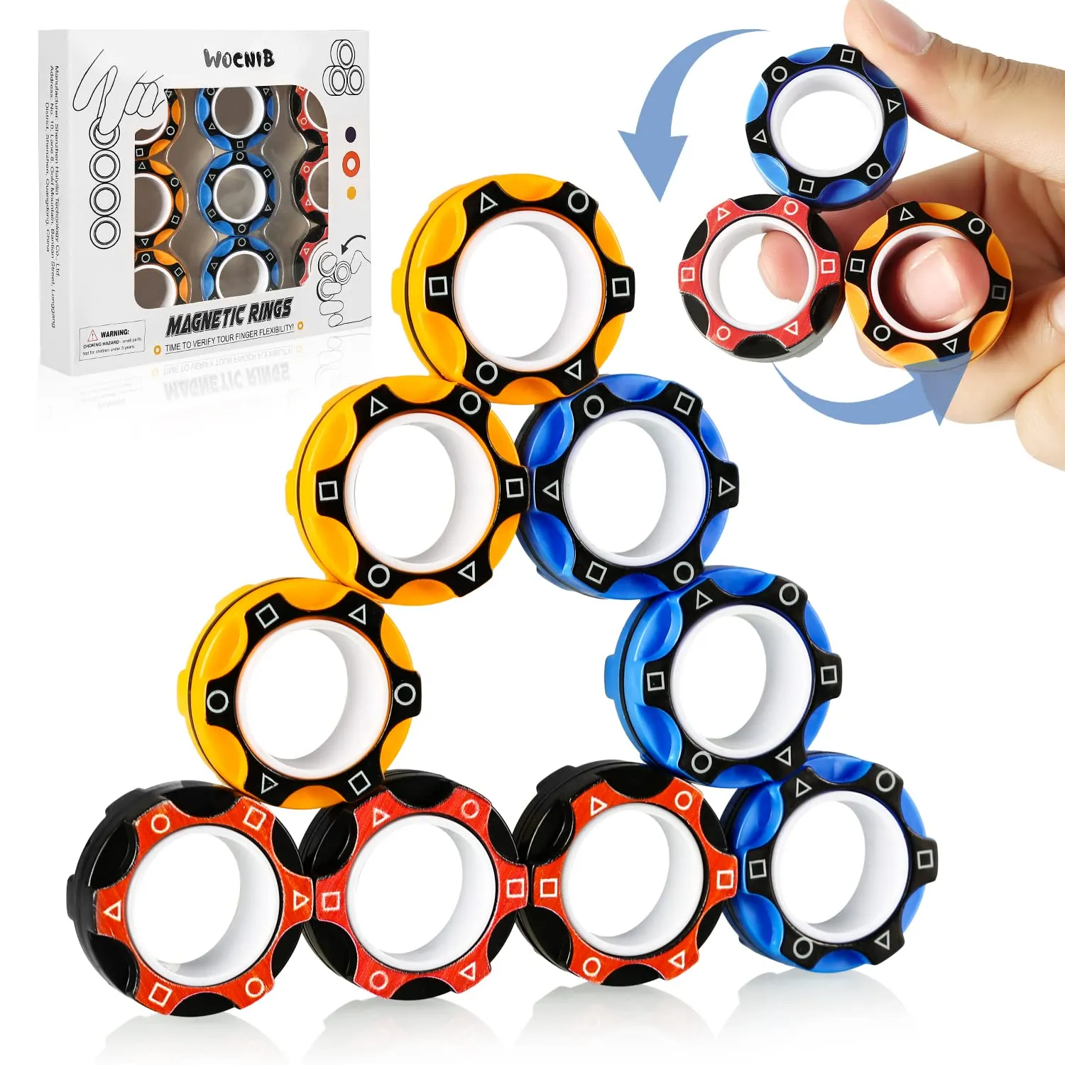 finger magnetic ring fidget toys colorful finger rings toy great for training relieves reducer autism anxiety color2