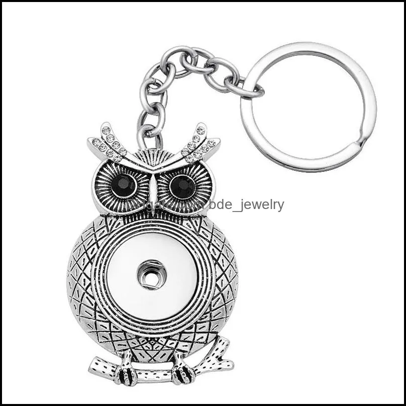 noosa owl wings flowers rhinestone snap key chains fit 18mm snaps buttons car bag keyrings