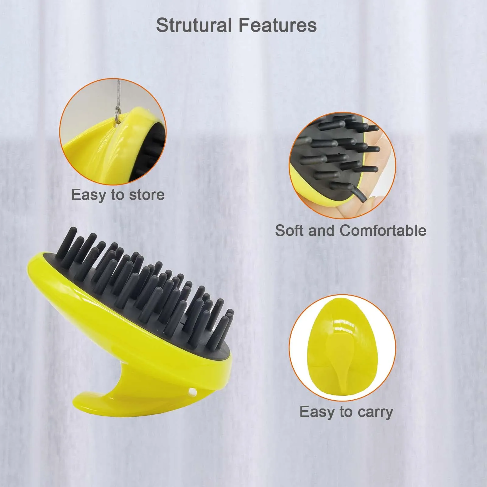 3ml hair scalp massager shampoo brush scalp care hair brush with soft silicone scalp massager for hair growth wet dry hair brush kids pets hair care tools yellow