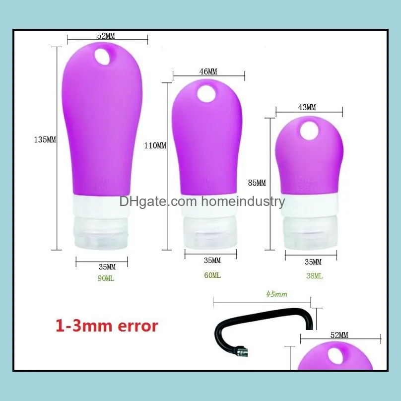 38ml 60ml 90ml Portable Silicone Filling Bottle Travel Men Women Shampoo Bath Tourism Cosmetics Organizer Silica Gel bottle Pocket