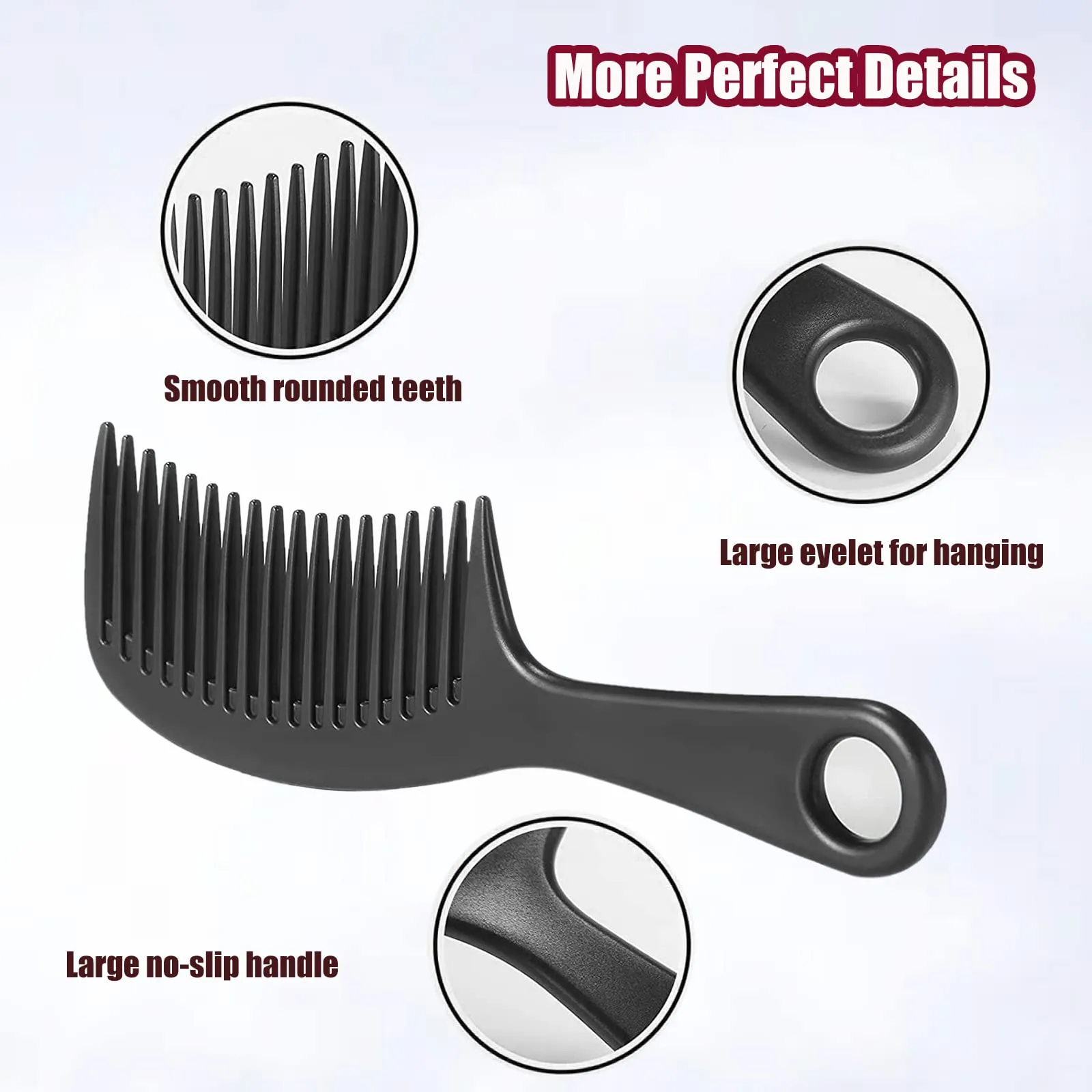 wide tooth comb for curly wet dry natural black long short hair hair comb detangling comb for women men or kids inner curve design nice color pink purple turquoise black