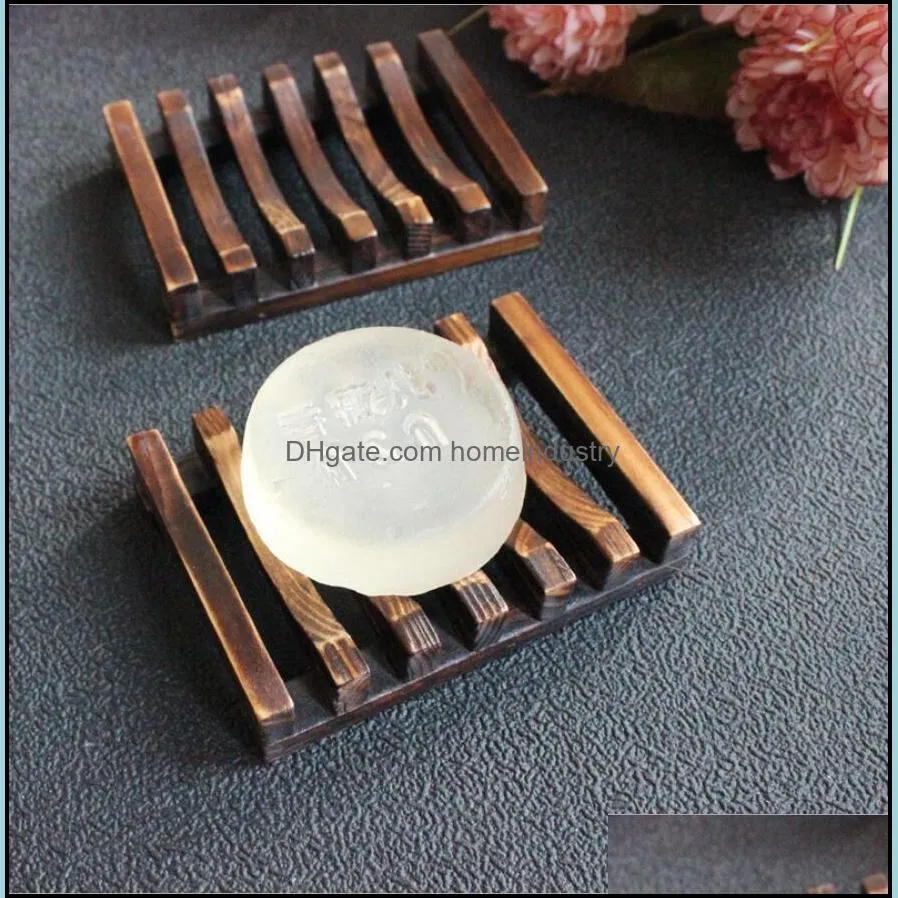 Natural Wooden Bamboo Soap Dish Tray Holder Storage Soap Rack Plate Box Container for Bath Shower Plate Bathroom POP2021