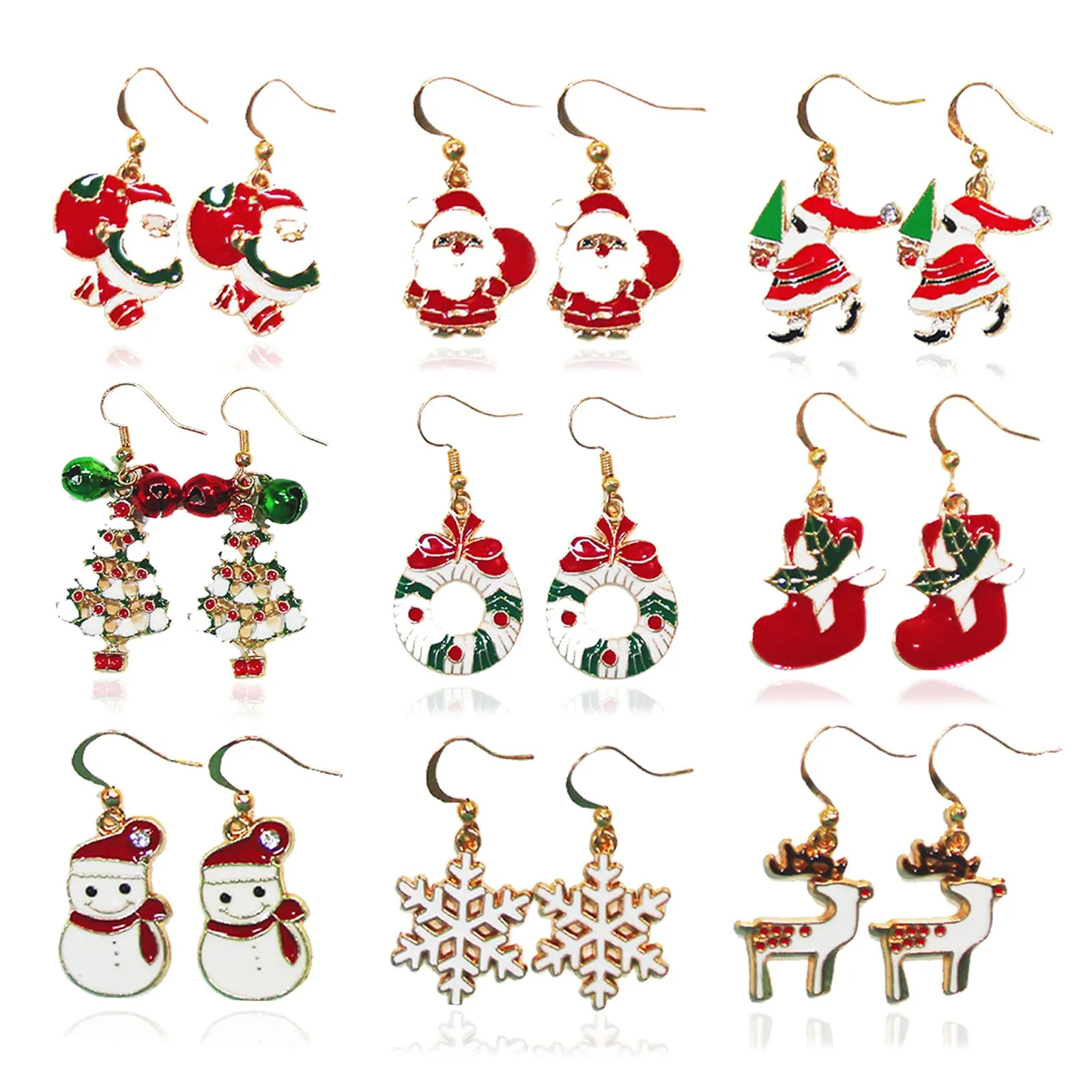 3ml christmas faux leather earrings plaid christmas tree santa claus lightweight faux leather teardrop earrings holiday earrings for women