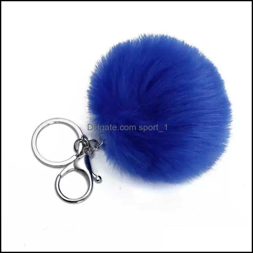 8cm trinket pompons keychains faux rabbit fur keychain fluffy key chains pom pom keyring pendant cone car hair ball bag accessories
