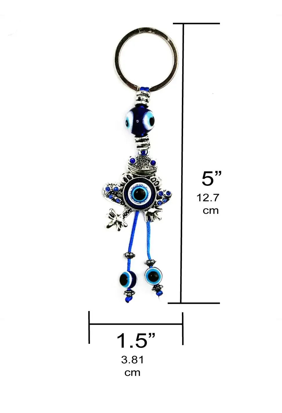 3ml luckboostium frog charm w/blue crystal evil eye keychain ring sign for protection blessing harmony and balance home bags car rear view mirror hanging accessories 1 5 x 5