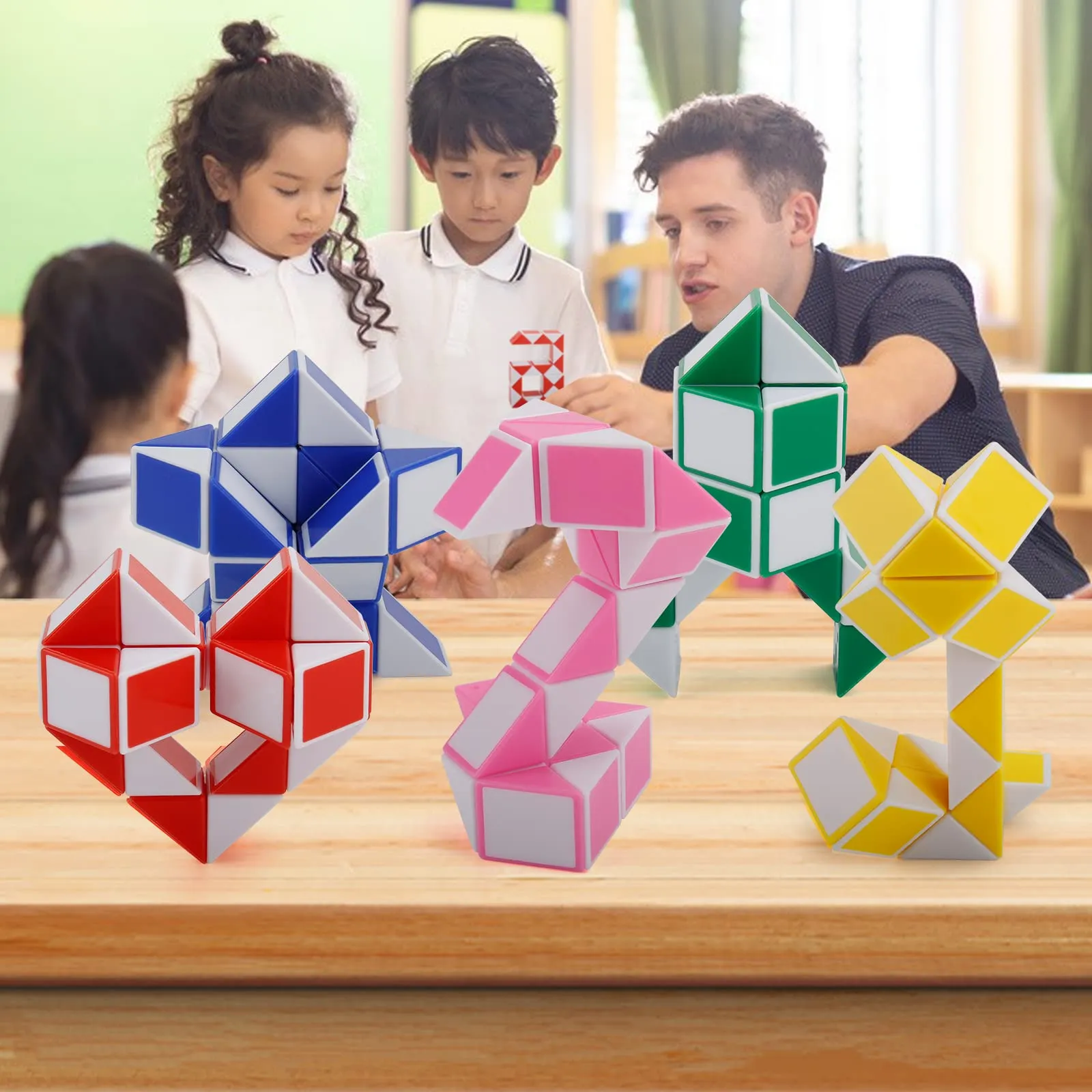 24 blocks party favors medium magic snake cube fidget toy snake cube twist puzzle magic speed cubes toy for kids party bag fillers party supplies classroom rewards and more